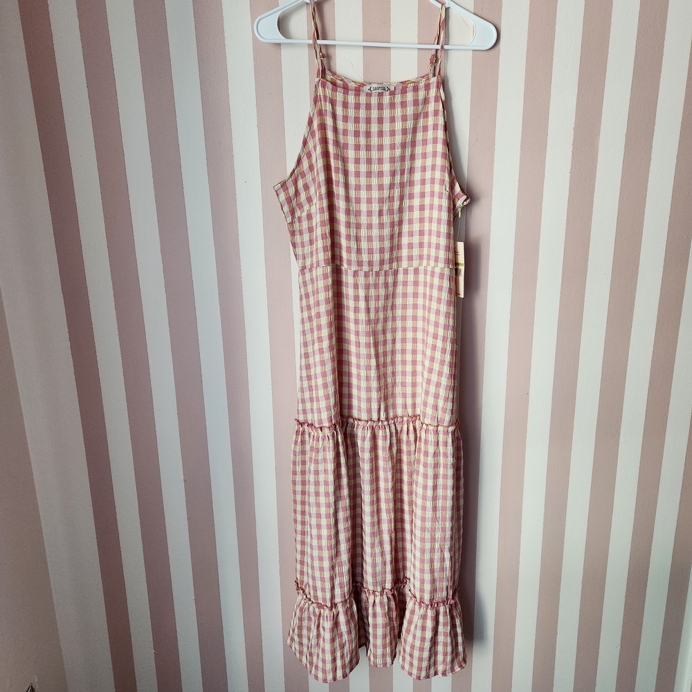 Nanette Lepore Pink and White Checkered Maxi Dress